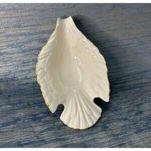 VTG USA LENOX Dove Bird Cream Candy Dish 24k Gold Trim Trinket Bowl Collectible